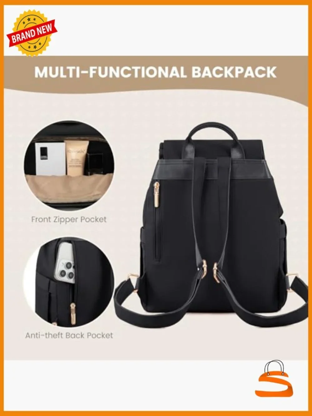 Small Quilted Backpack Purse with Anti-theft Pocket, Lightweight Daypack for